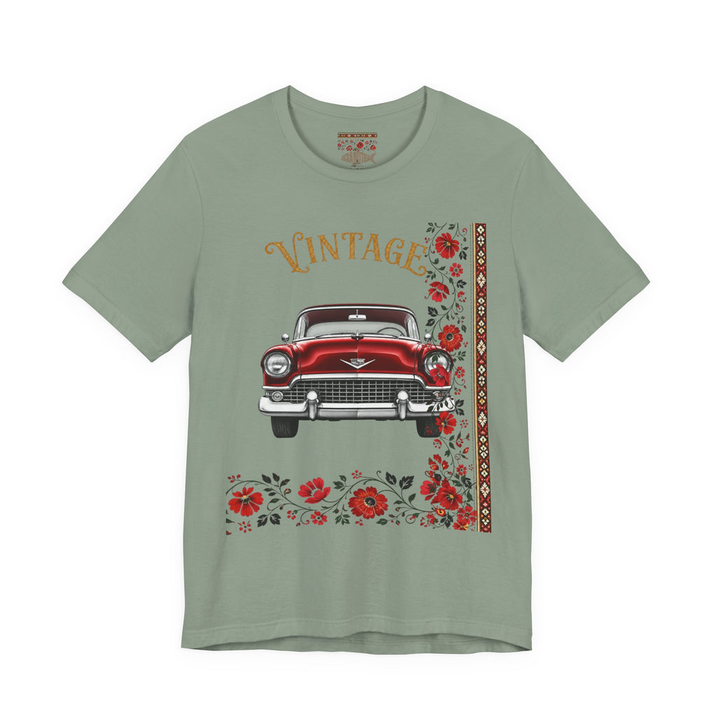 Vintage Classic Car Floral Graphic T-Shirt