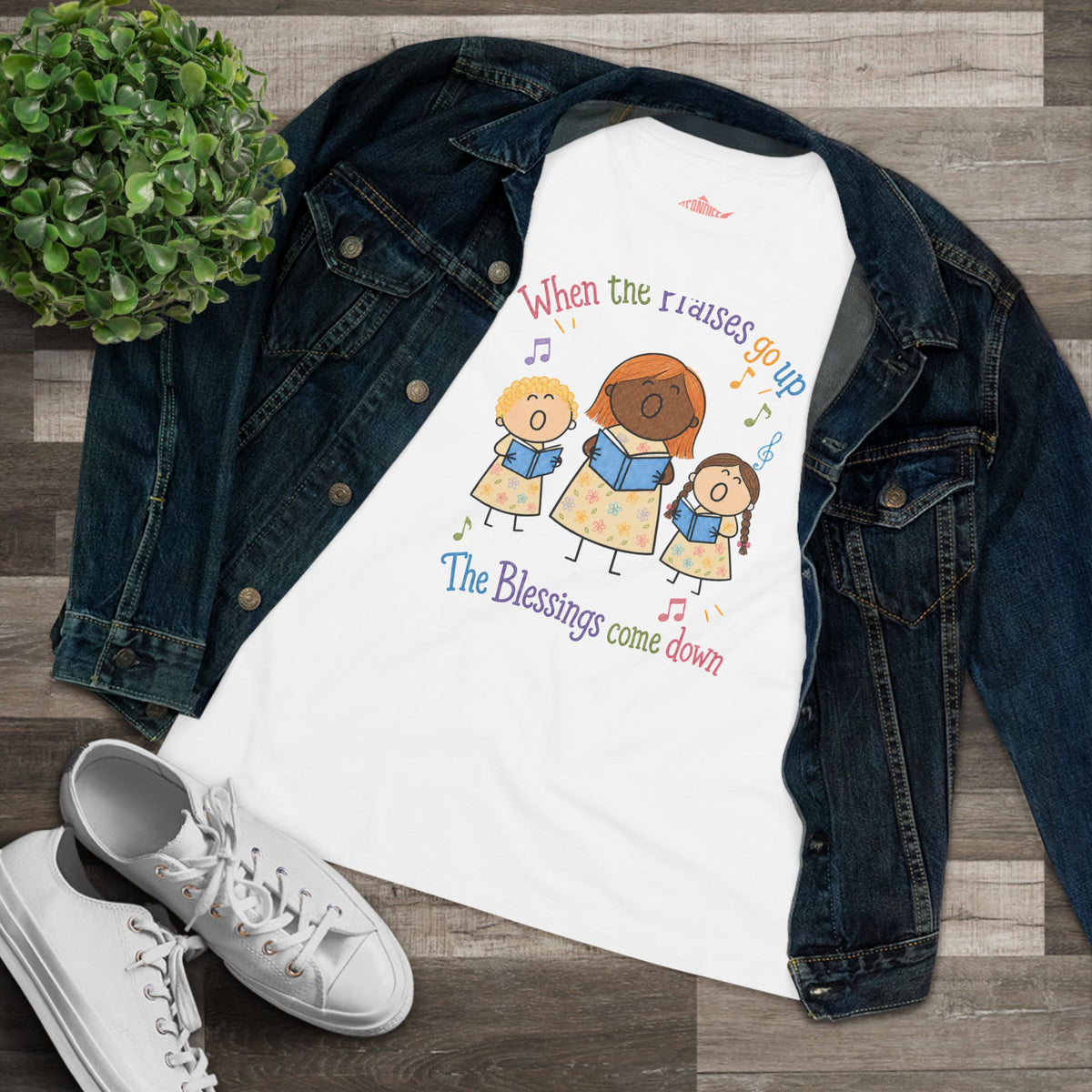 Women's Praise Choir Tee — "When the Praises Go Up, The Blessings Come Down"