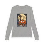Kids' Halloween Long Sleeve Tee — 'Trick or Treat' Black Cat & Pumpkin Design