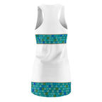 Racerback Dress — Teal Mosaic Border AOP