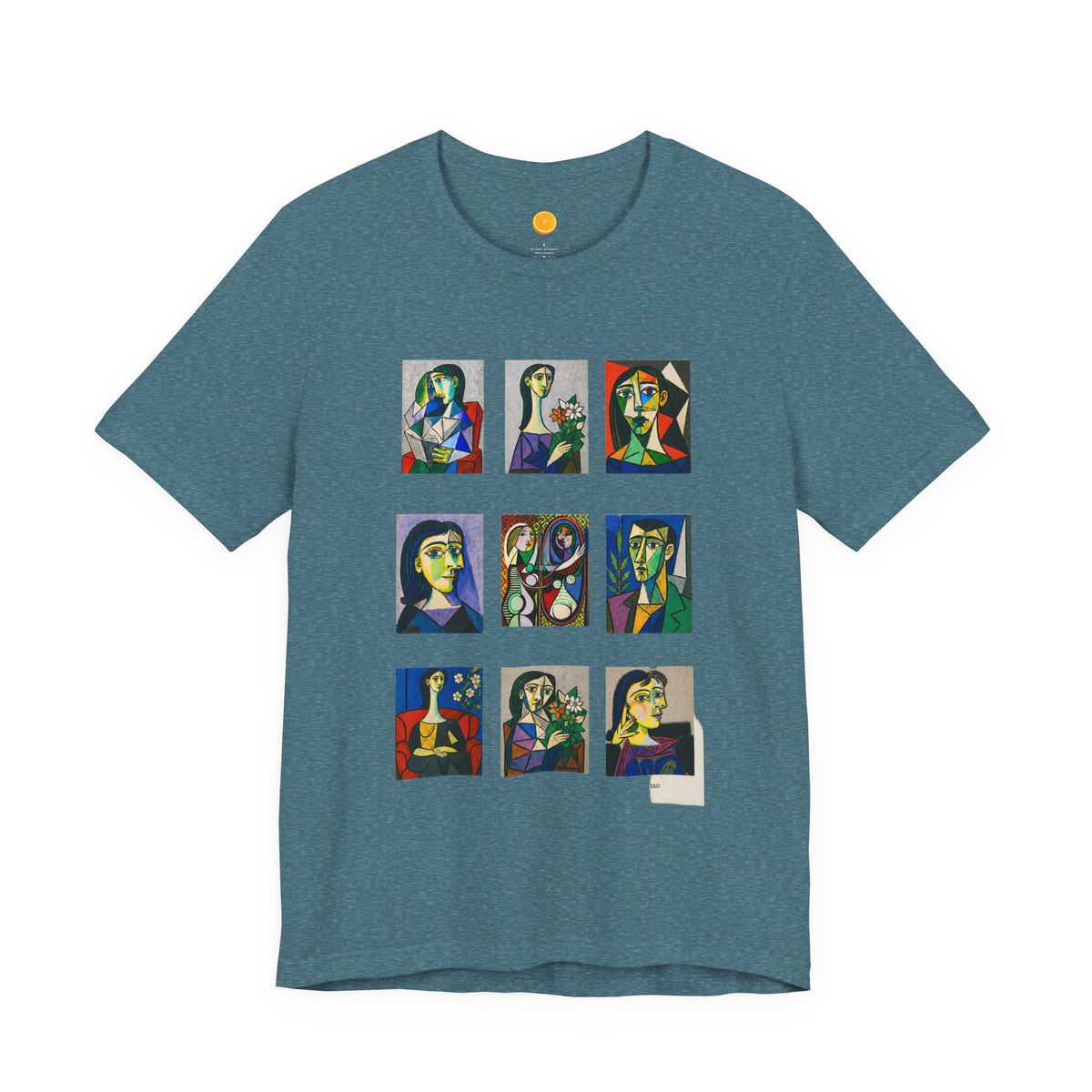 Picasso Portrait Grid T‑Shirt — Colorful Cubist Faces Art Tee