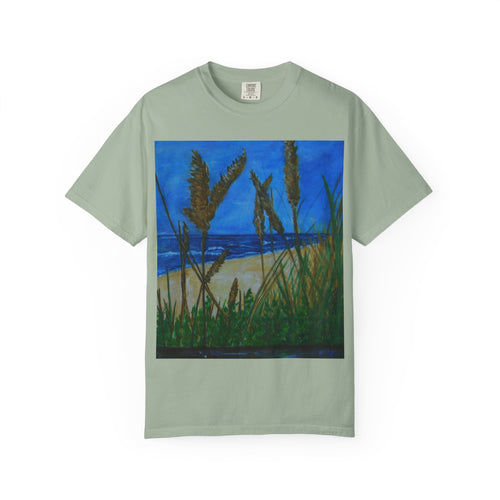 Beach Dune Art T-Shirt — Coastal Sea Oats Graphic Tee Original art by Doulton