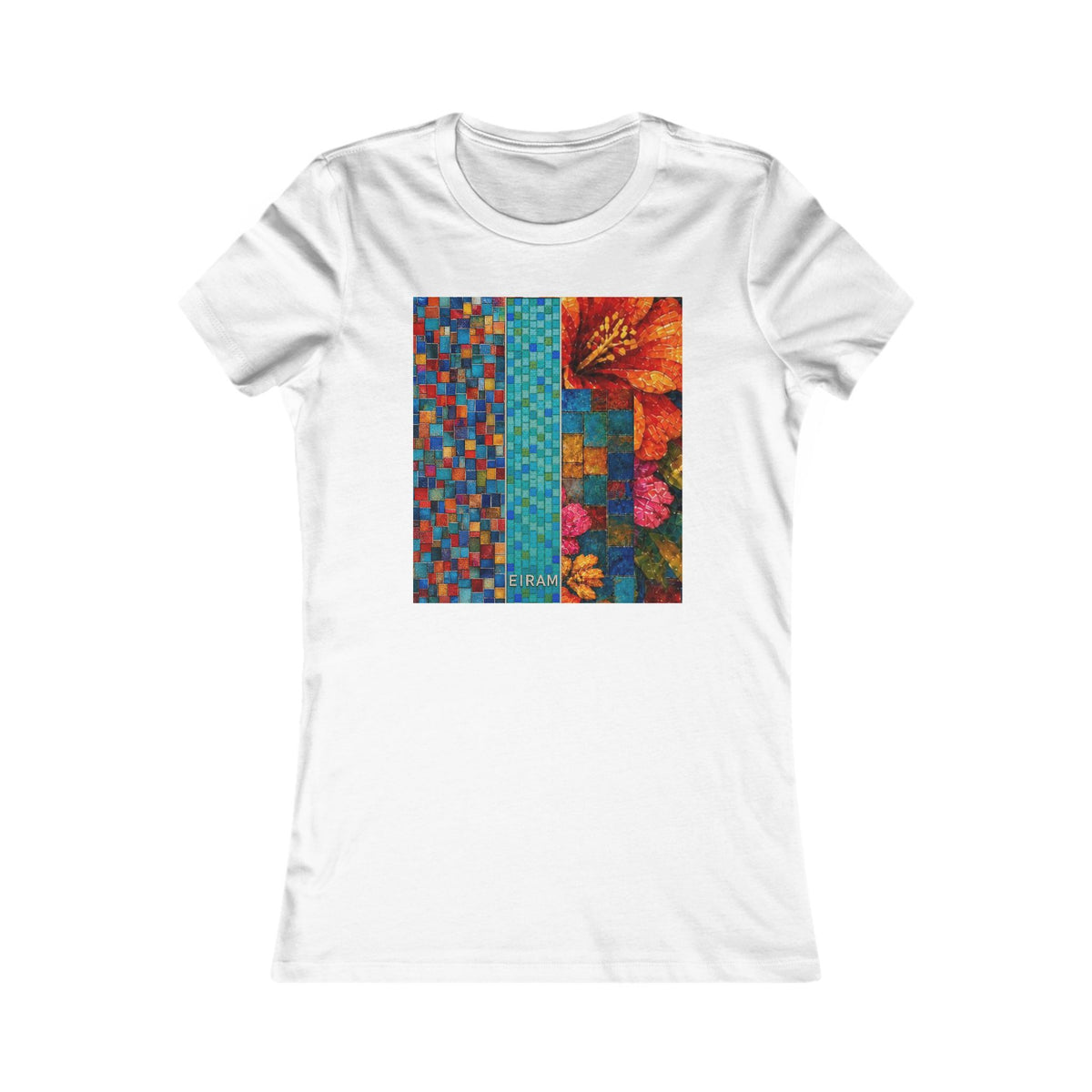 Women's Floral Patchwork Tee — Colorful Quilted Art Graphic Shirt