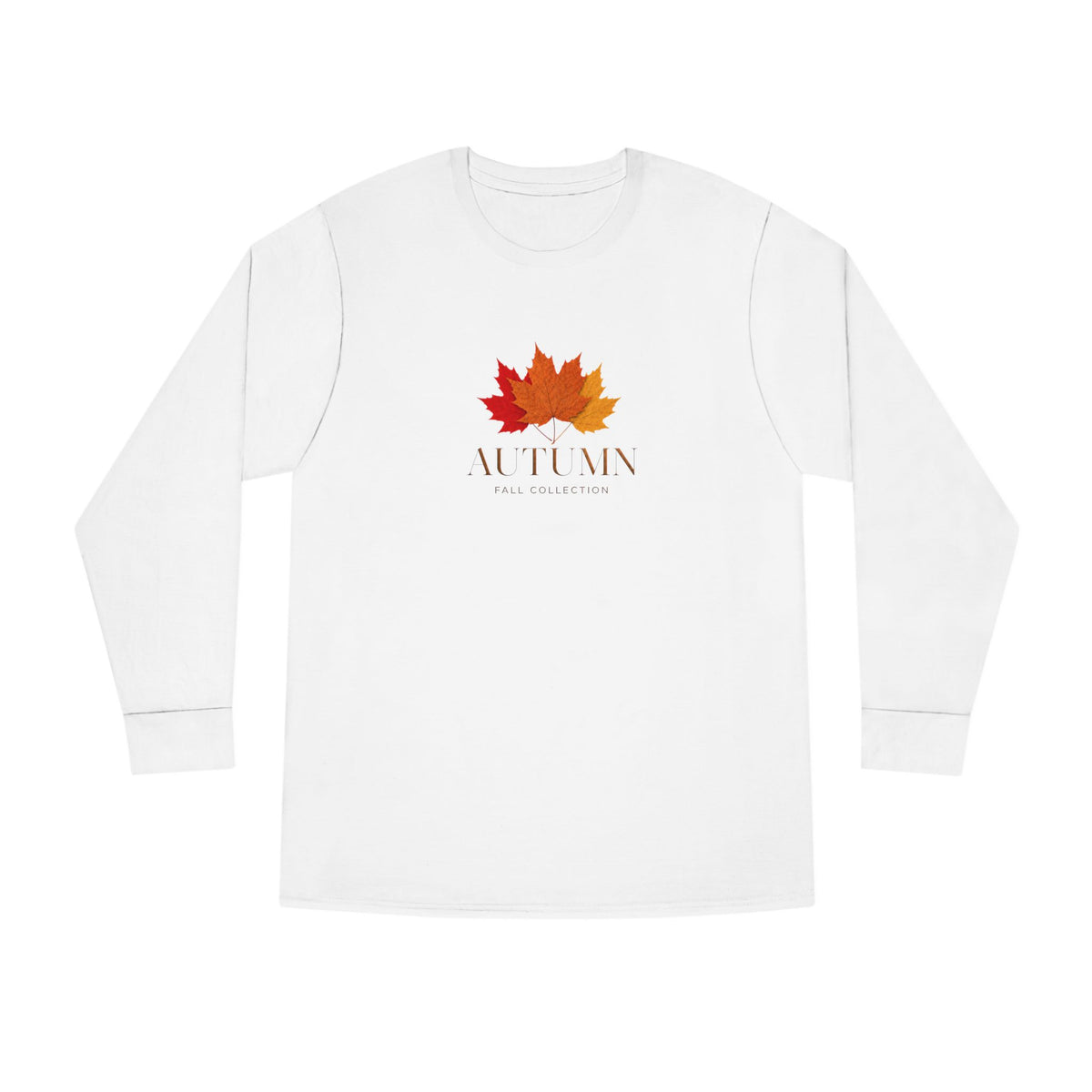 Autumn Leaves Long Sleeve Tee — 'AUTUMN' Maple Graphic Cozy Fall Shirt