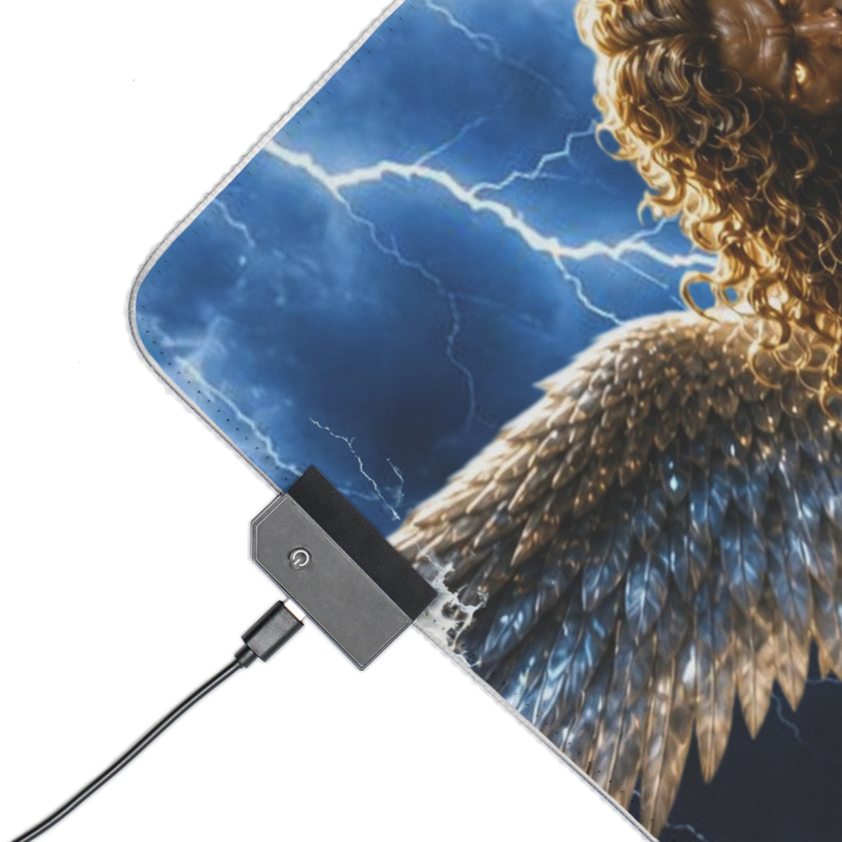 LED Gaming Mouse Pad — Storm Angel Design with TUERI Name, RGB Extended Desk Mat