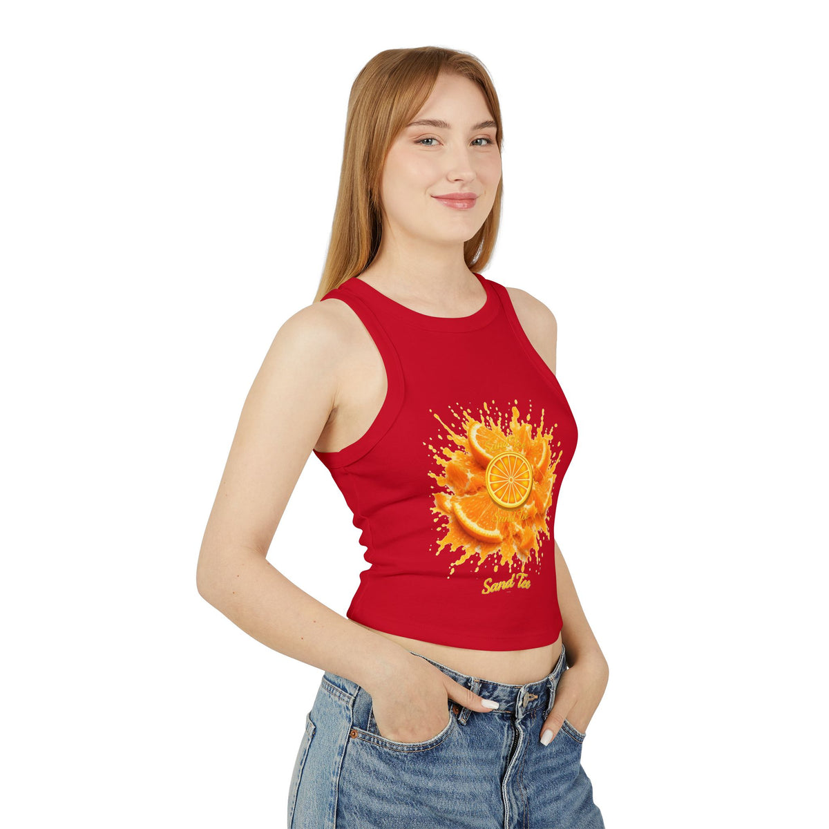 Orange Slice Splash Racer Tank Top | Citrus Fruit Graphic