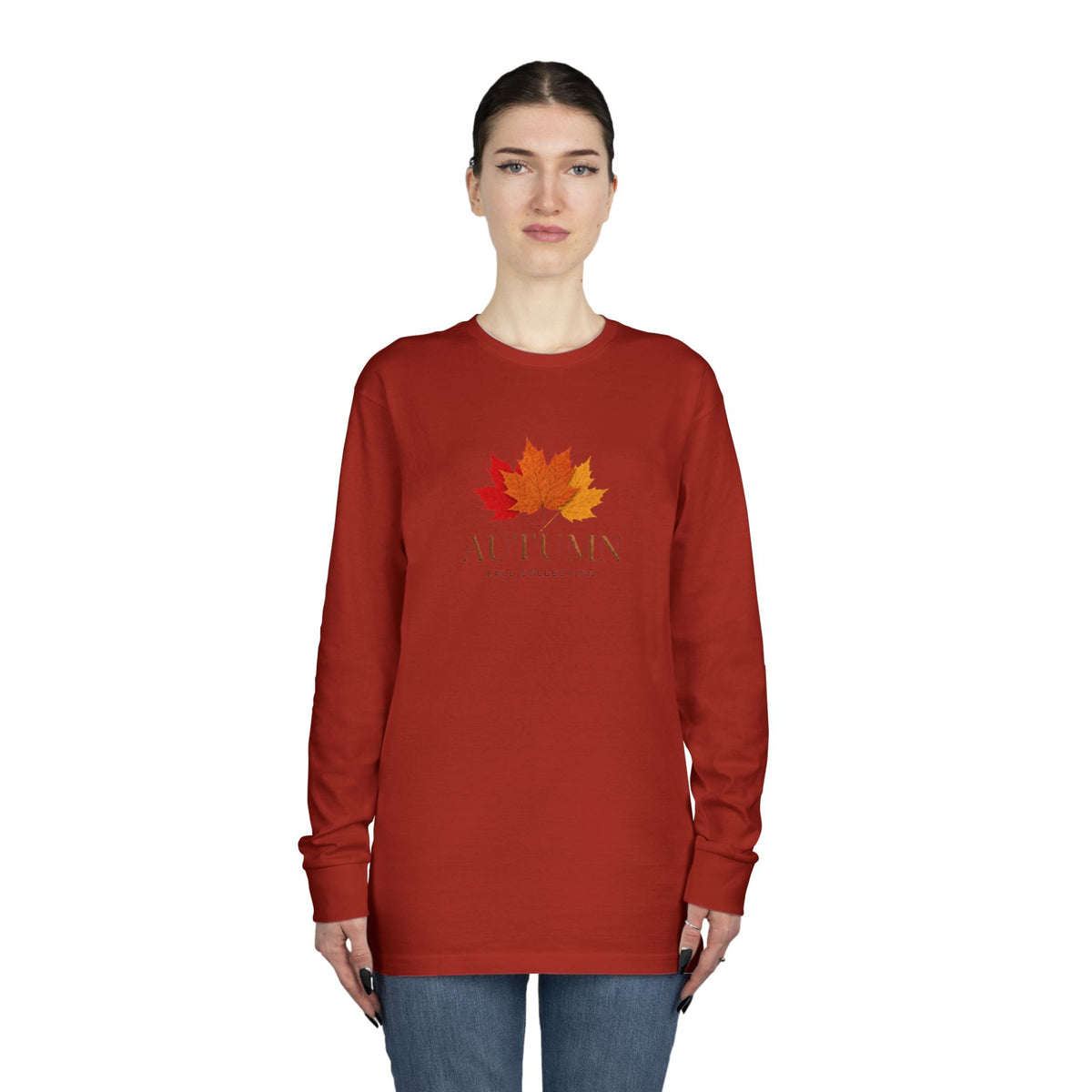 Autumn Leaves Long Sleeve Tee — 'AUTUMN' Maple Graphic Cozy Fall Shirt