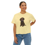 Women's Boxy Tee — Brown Spaniel Dog Graphic T‑Shirt