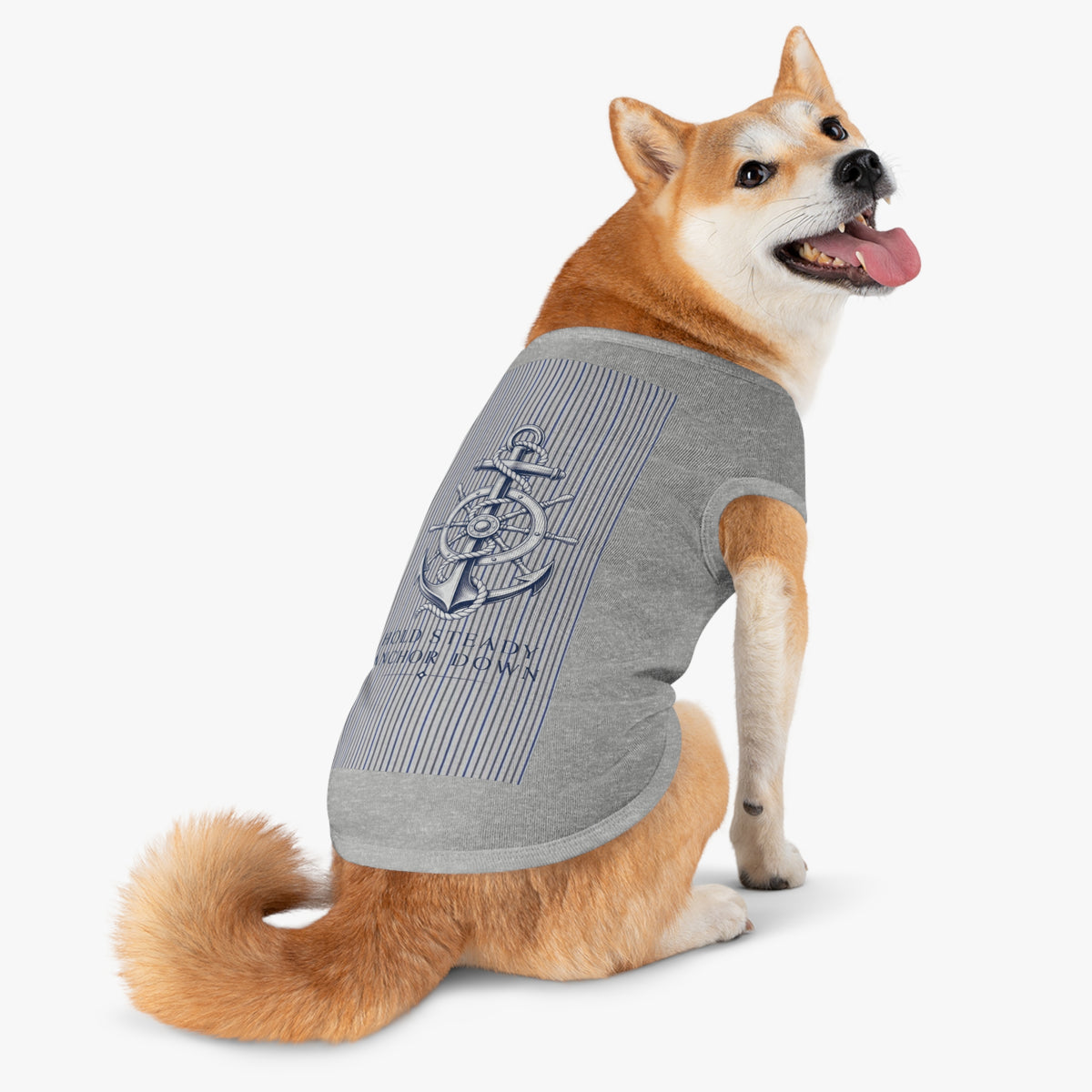 Nautical Anchor Pet Tank Top – "Hold Steady Anchor Down" Dog Shirt
