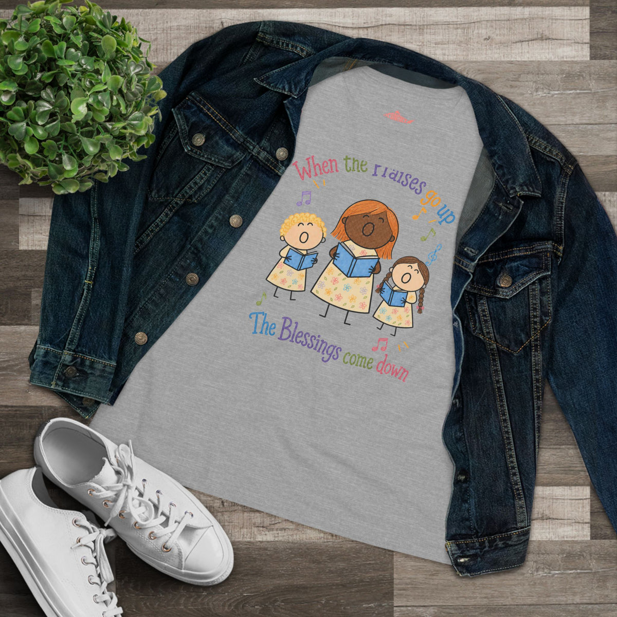 Women's Praise Choir Tee — "When the Praises Go Up, The Blessings Come Down"