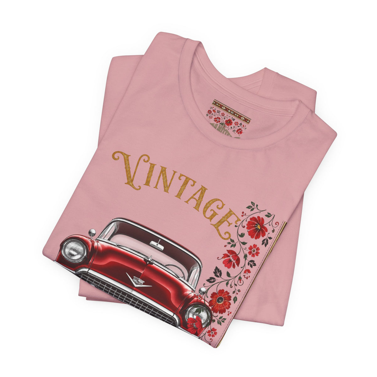 Vintage Classic Car Floral Graphic T-Shirt