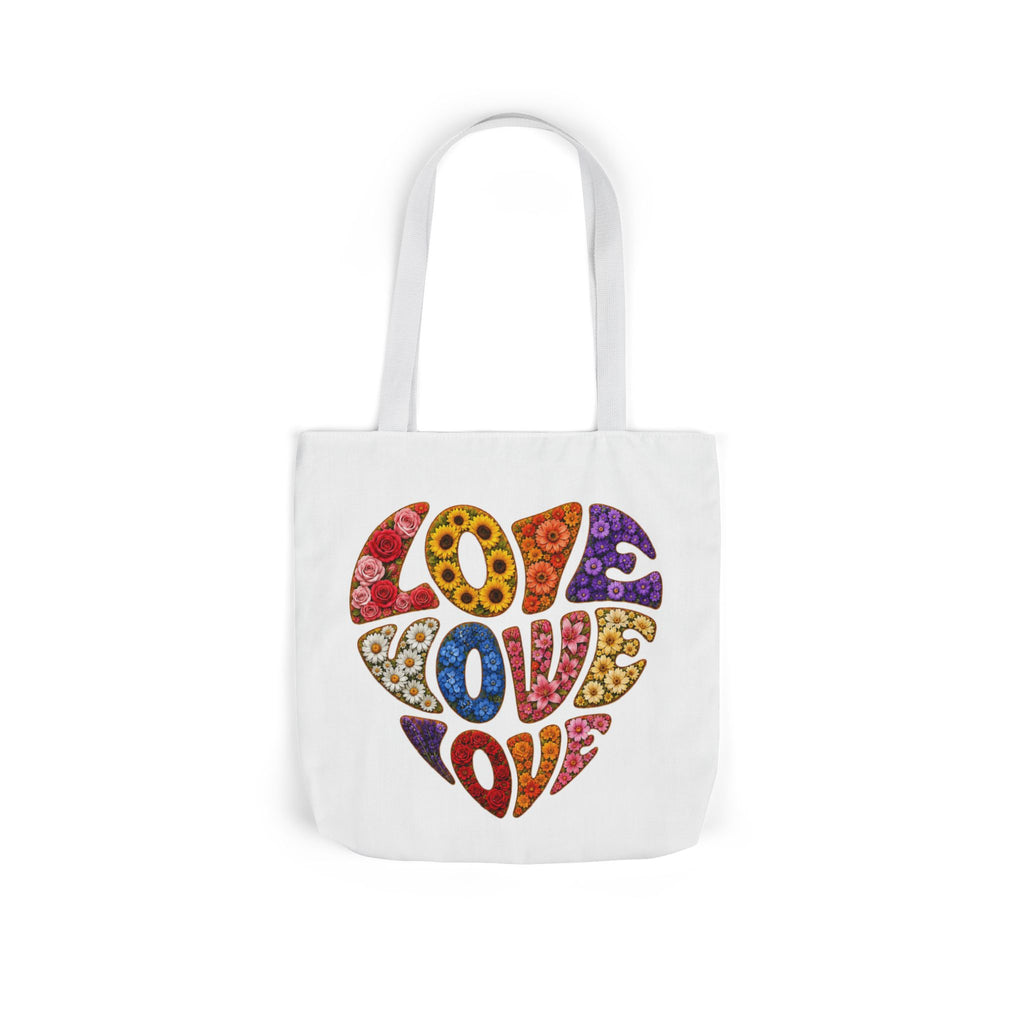 Love Heart Canvas Tote Bag — Colorful Retro ‘LOVE’ Design