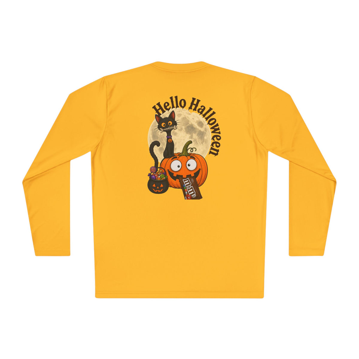 Halloween Pumpkin & Black Cat Long Sleeve Tee — "Trick or Treat / Hello Halloween"