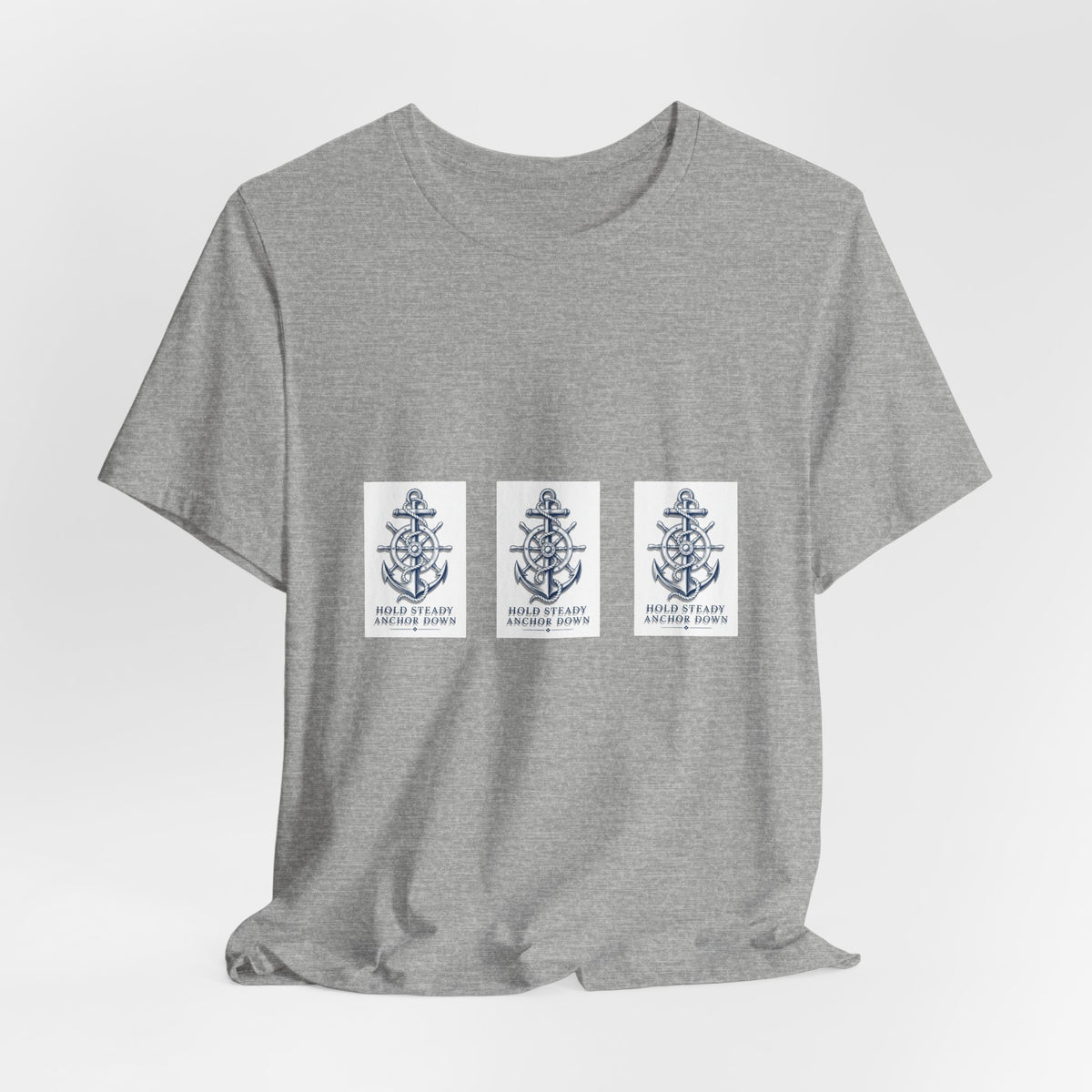 Nautical Anchor Trio T-Shirt — Vintage Navy Boat Crew Graphic Tee