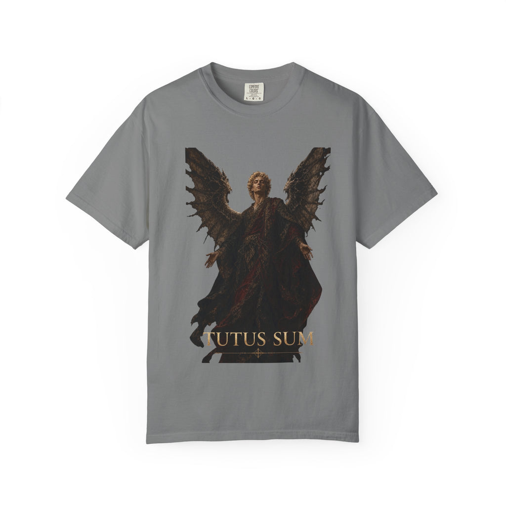 Guardian Angel -Faith- Graphic T‑Shirt — 'Tutus Sum' Cross Tee