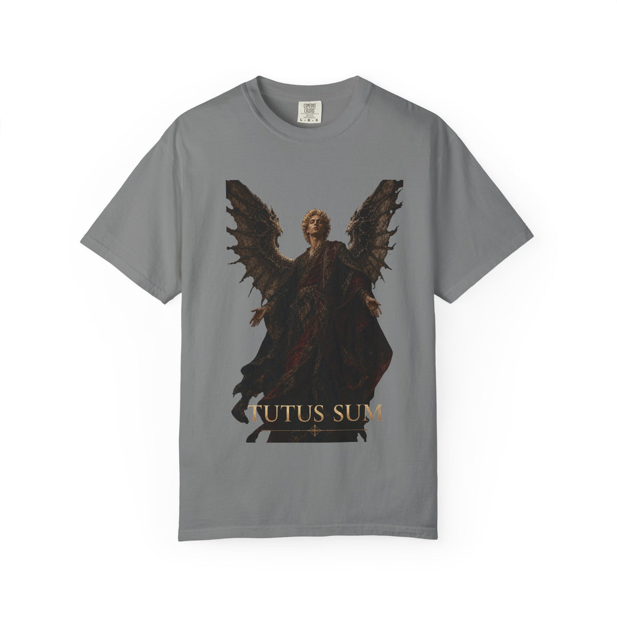 Guardian Angel -Faith- Graphic T‑Shirt — 'Tutus Sum' Cross Tee
