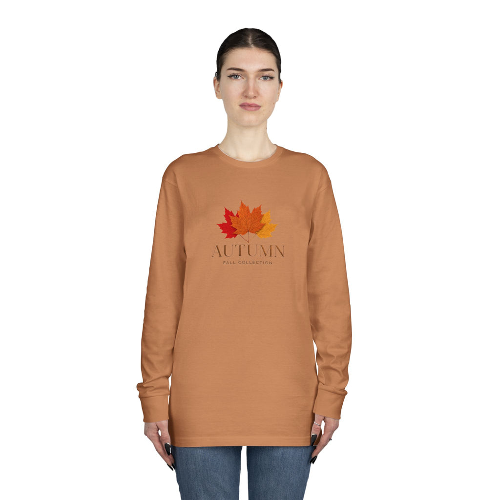 Autumn Leaves Long Sleeve Tee — 'AUTUMN' Maple Graphic Cozy Fall Shirt