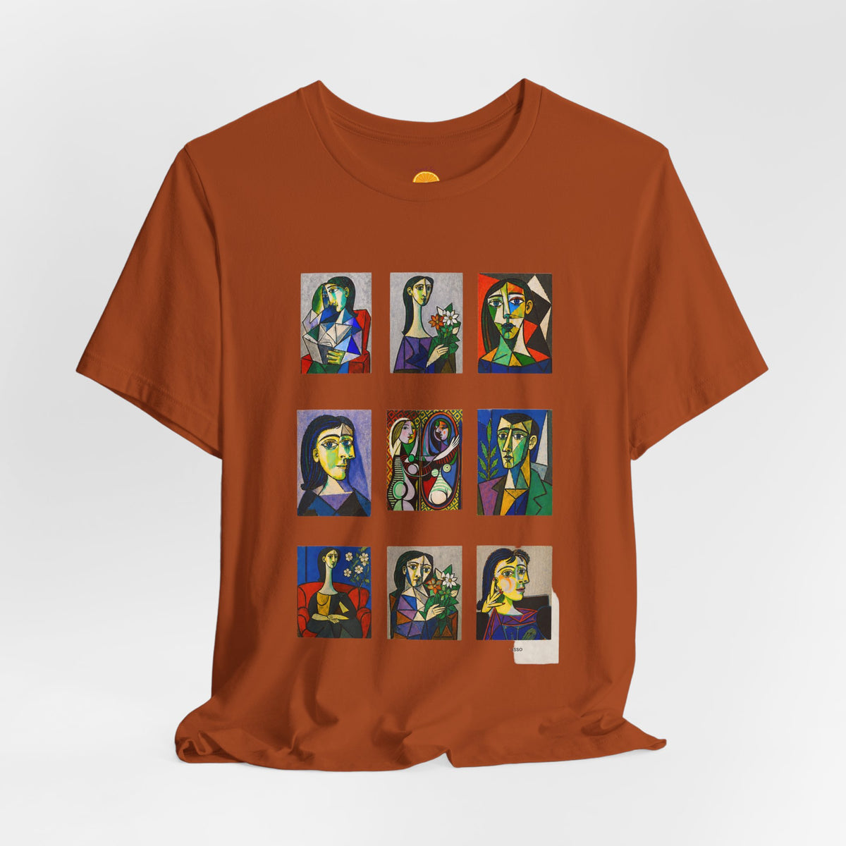 Picasso Portrait Grid T‑Shirt — Colorful Cubist Faces Art Tee