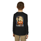 Kids' Halloween Long Sleeve Tee — 'Trick or Treat' Black Cat & Pumpkin Design