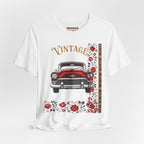 Vintage Classic Car Floral Graphic T-Shirt