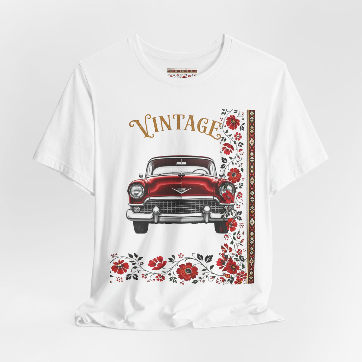 Vintage Classic Car Floral Graphic T-Shirt