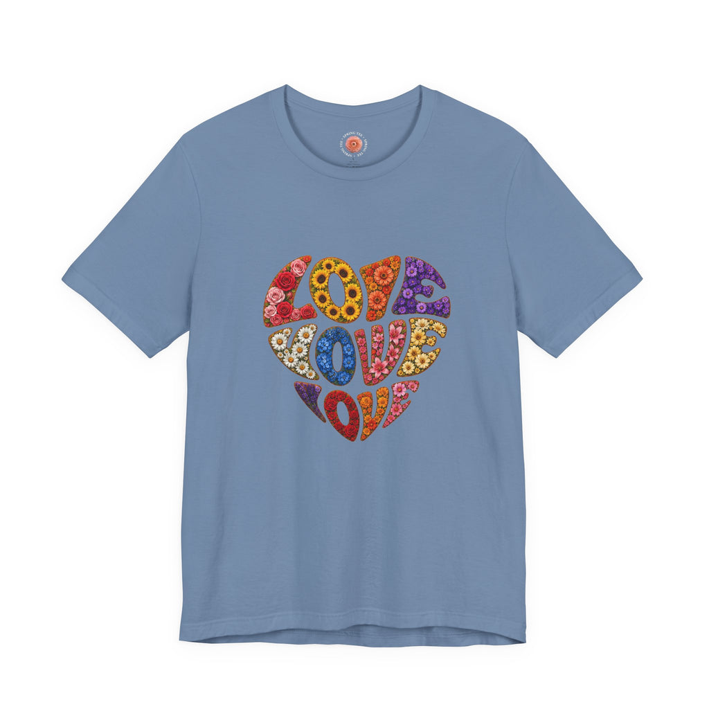 Love Heart Graphic Tee — Retro Psychedelic 'Love' Design