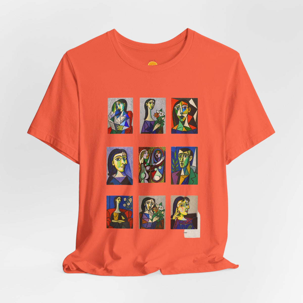 Picasso Portrait Grid T‑Shirt — Colorful Cubist Faces Art Tee