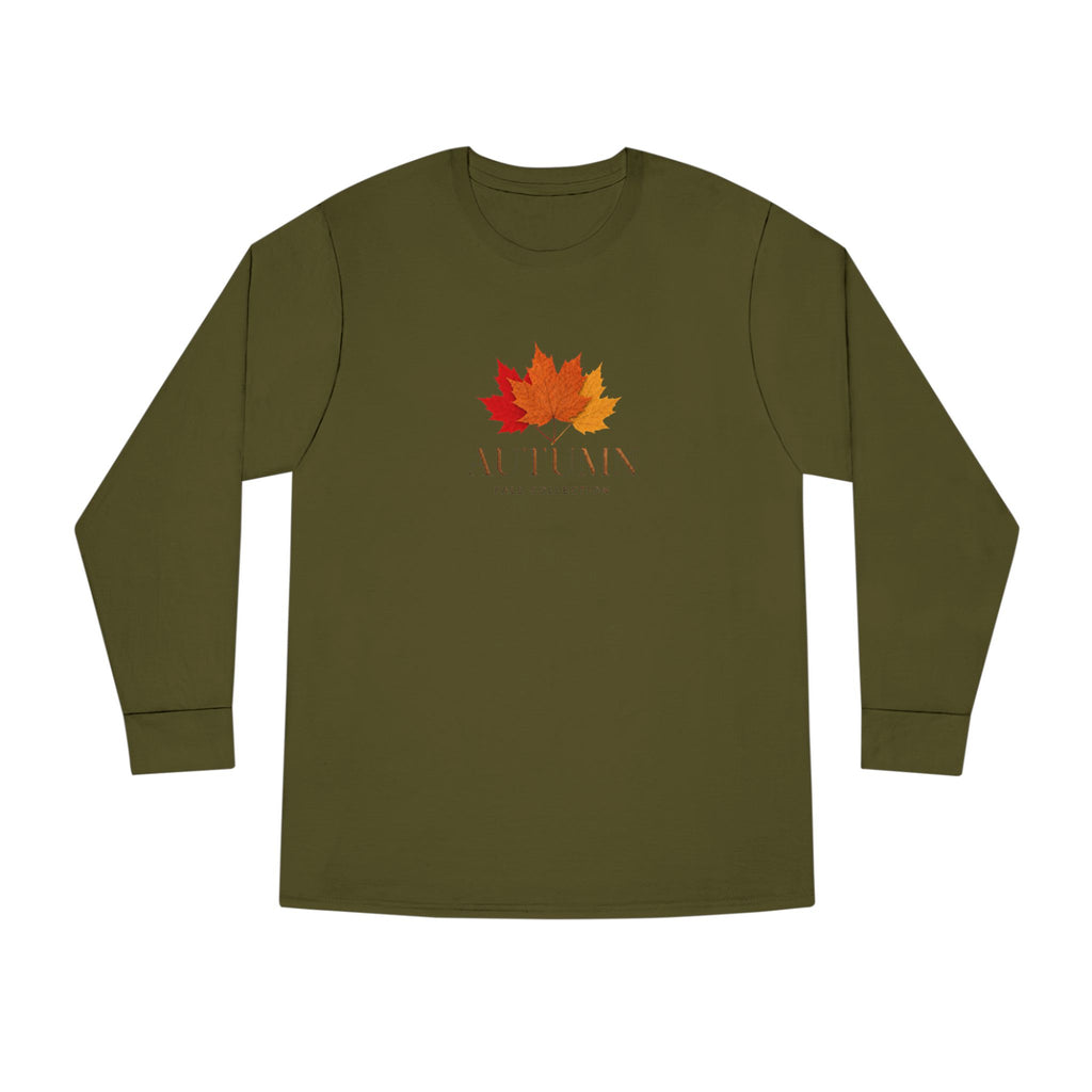 Autumn Leaves Long Sleeve Tee — 'AUTUMN' Maple Graphic Cozy Fall Shirt