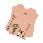 Gingham Dog & Calico Cat Tee — Plaid Pet Illustration T-Shirt