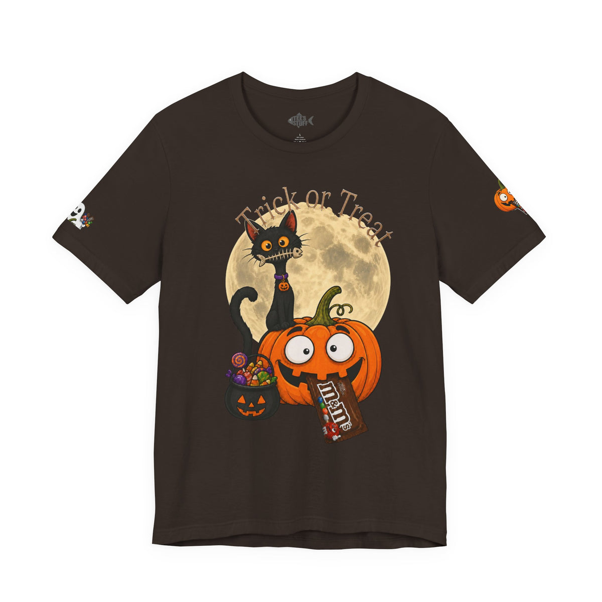 Halloween Cat & Pumpkin Tee — "Trick or Treat" Graphic T-Shirt