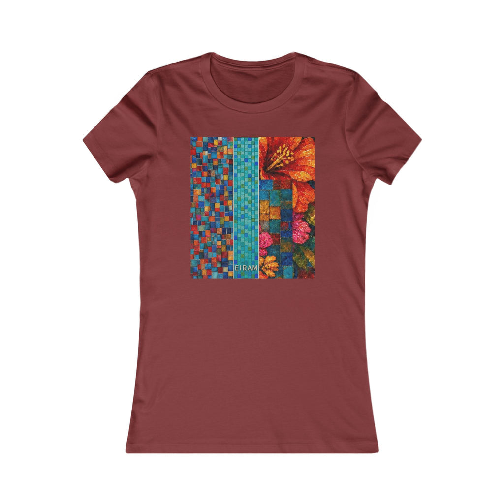 Women's Floral Patchwork Tee — Colorful Quilted Art Graphic Shirt