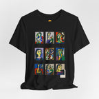 Picasso Portrait Grid T‑Shirt — Colorful Cubist Faces Art Tee