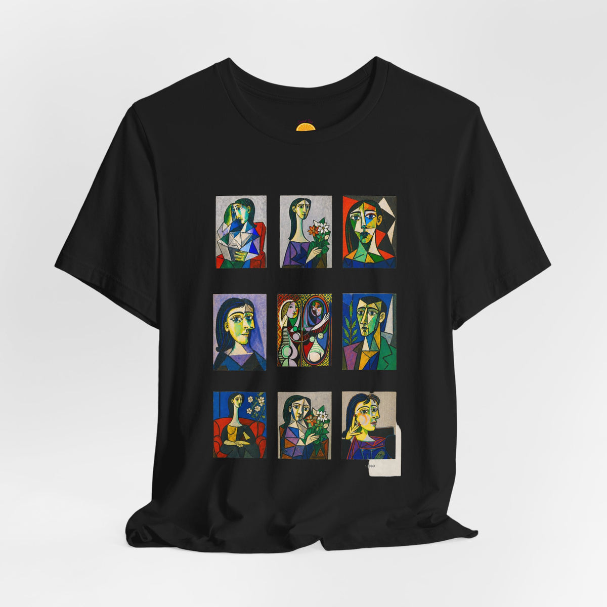 Picasso Portrait Grid T‑Shirt — Colorful Cubist Faces Art Tee