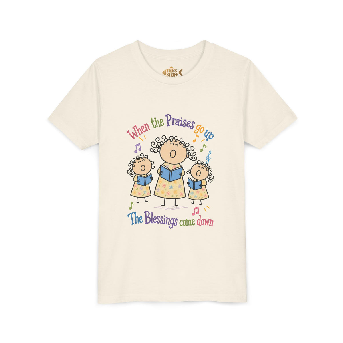 Youth Tee - 'When the Praises Go Up, The Blessings Come Down' Kids Choir Graphic