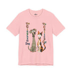 Gingham Dog & Calico Cat Tee — Plaid Pet Illustration T-Shirt