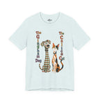 Gingham Dog & Calico Cat Tee — Plaid Pet Illustration T-Shirt