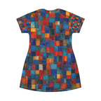 Artsy Colorful Pop‑Art Faces T‑Shirt Dress