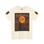 Halloween Graphic Tee — "It's Halloween" Witch & Cat Moon Design