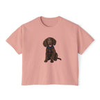 Women's Boxy Tee — Brown Spaniel Dog Graphic T‑Shirt
