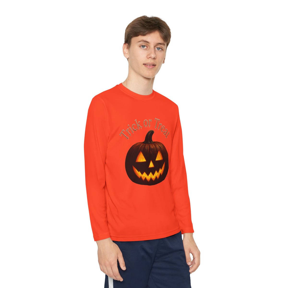 Youth Halloween Pumpkin Long Sleeve Tee - "Trick or Treat"