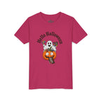 Youth Halloween Tee - "Hello Halloween" Ghost & Pumpkin Trick-or-Treat Shirt