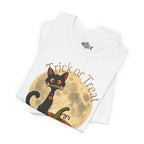 Halloween Cat & Pumpkin Tee — "Trick or Treat" Graphic T-Shirt
