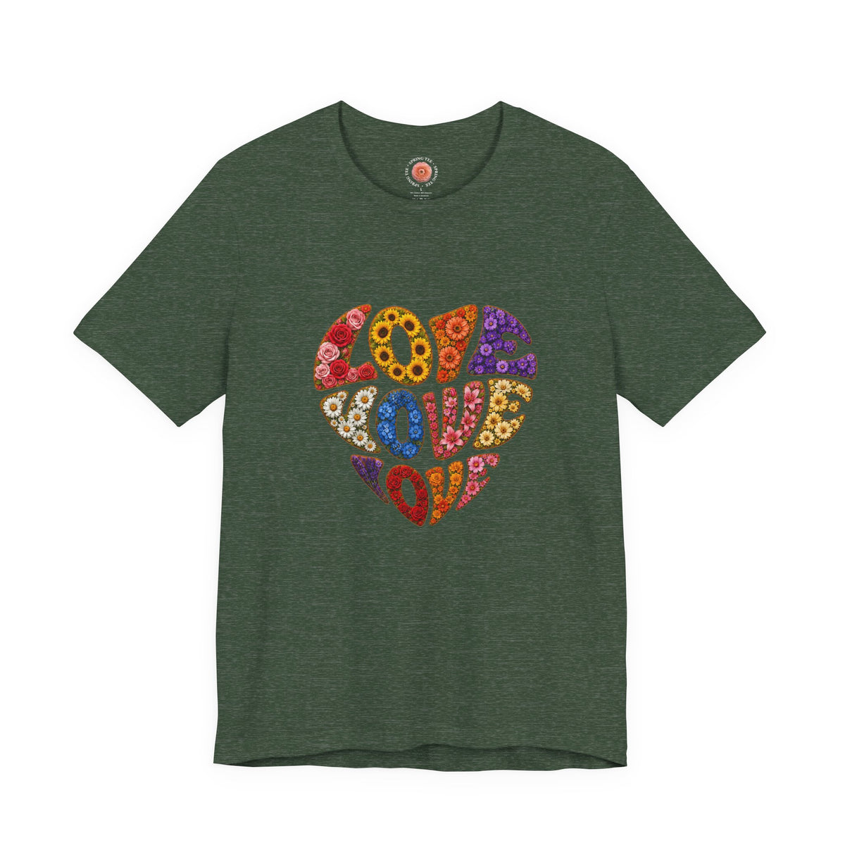 Love Heart Graphic Tee — Retro Floral "Love" Design
