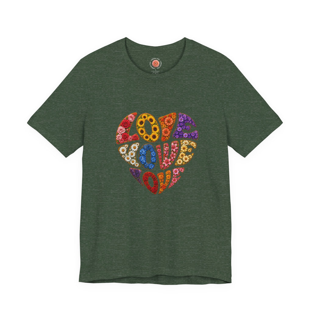 Love Heart Graphic Tee — Retro Psychedelic 'Love' Design
