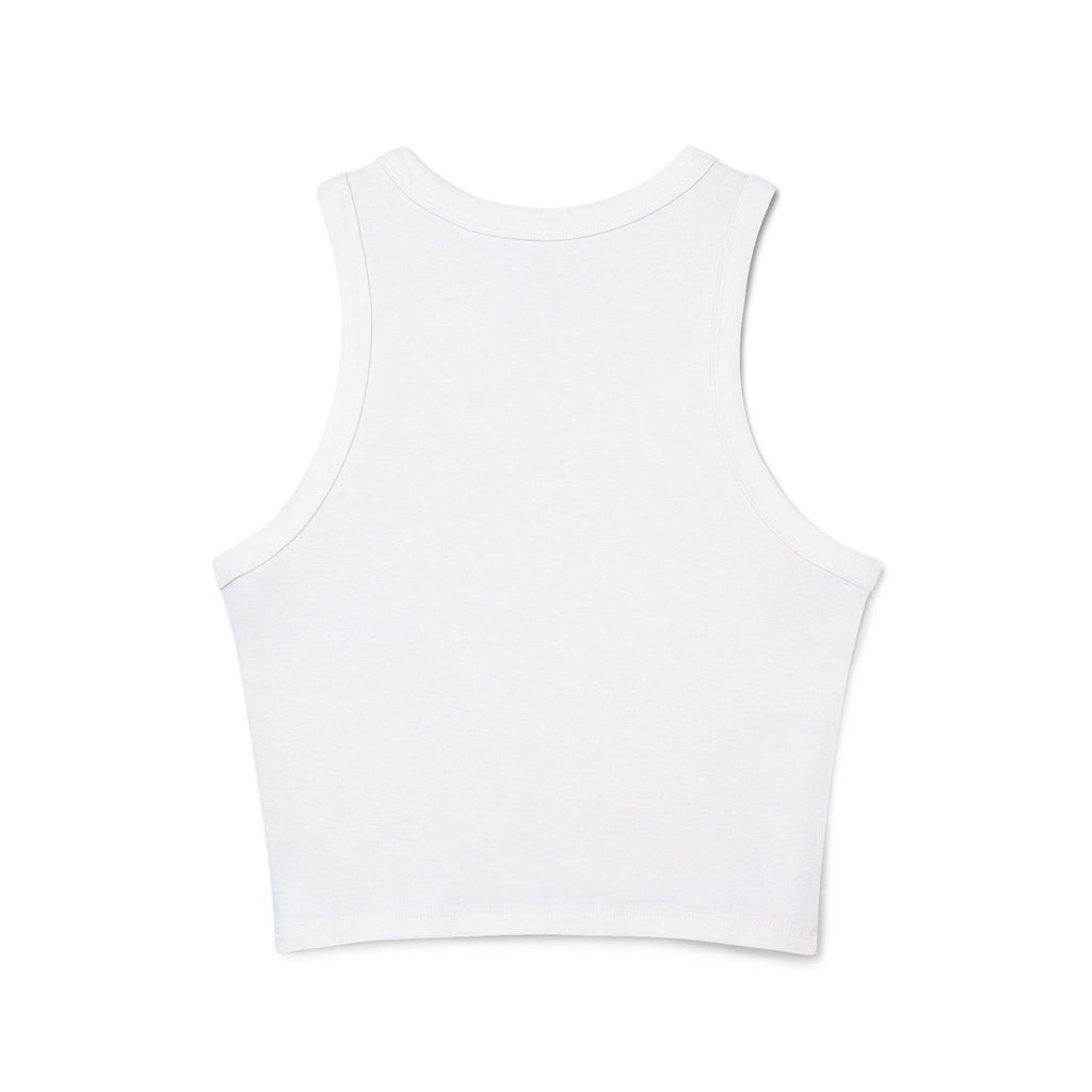 Ocean Mosaic Fish Racer Tank Top — Beachy Blue Graphic Crop Tank
