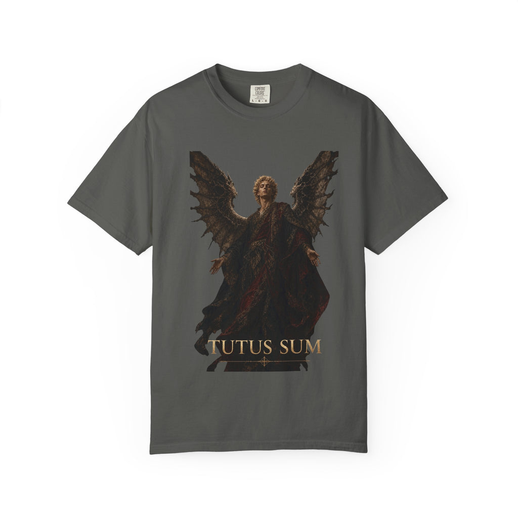 Guardian Angel -Faith- Graphic T‑Shirt — 'Tutus Sum' Cross Tee