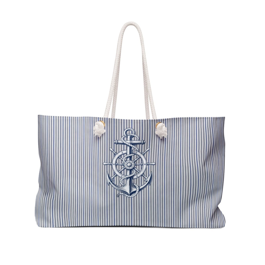 Nautical Anchor Weekender Bag – Striped Coastal Tote for Beach & Travel