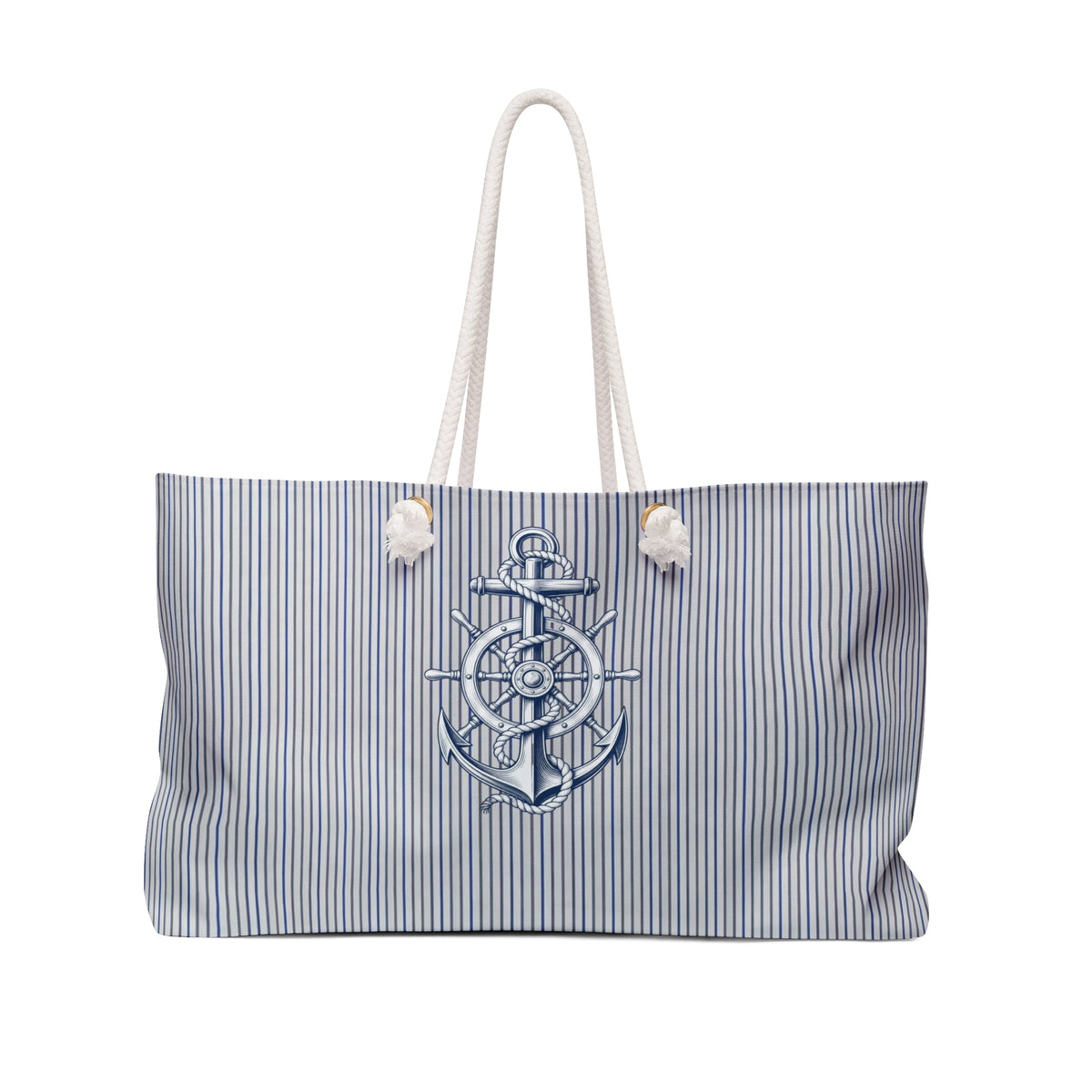 Nautical Anchor Weekender Bag – Striped Coastal Tote for Beach & Travel