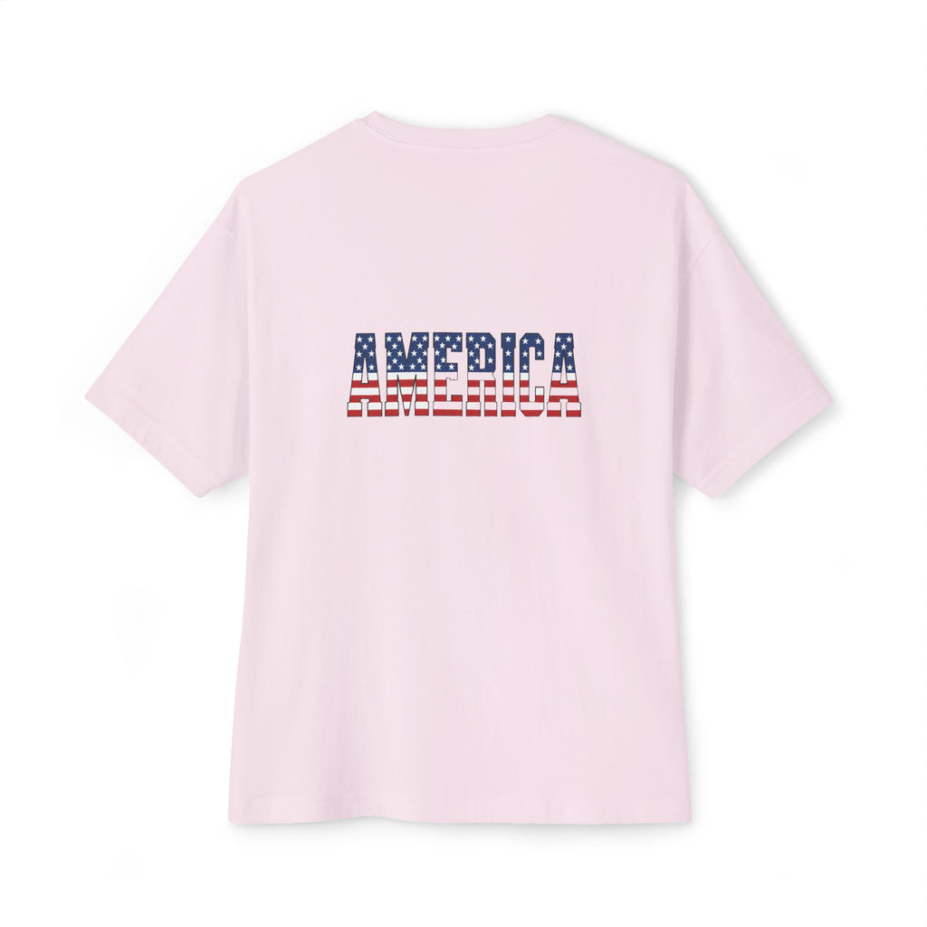 American Flag Poppy Tee Shirt -Unisex Oversized Boxy Tee