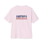 American Flag Poppy Tee Shirt -Unisex Oversized Boxy Tee